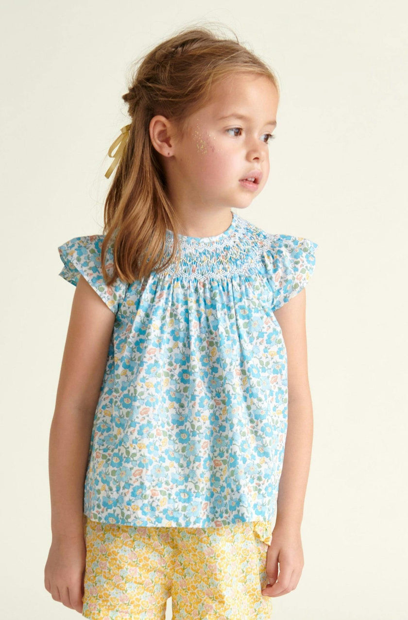 Made With Liberty Fabric Smocked Girls Blouse Soleil