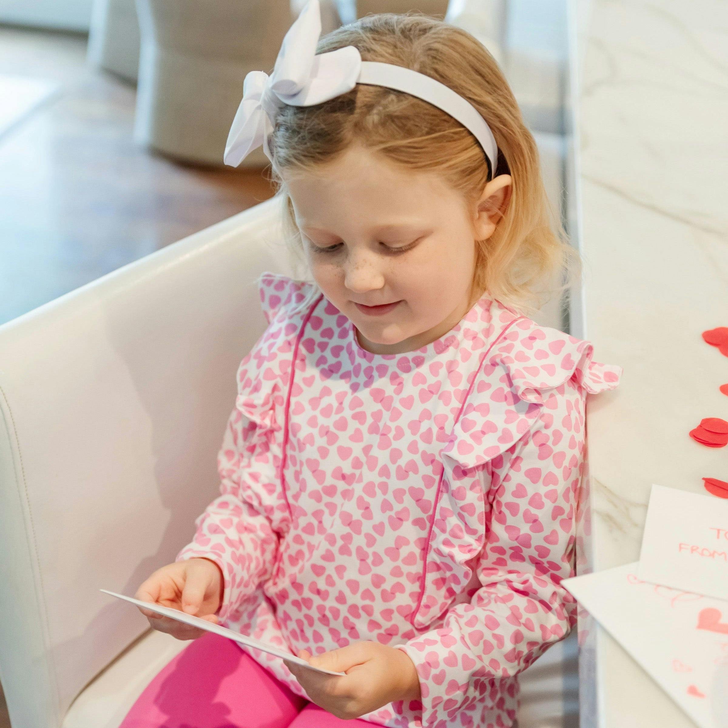 Olive Set Girls' Legging Set - Confetti Hearts Pink