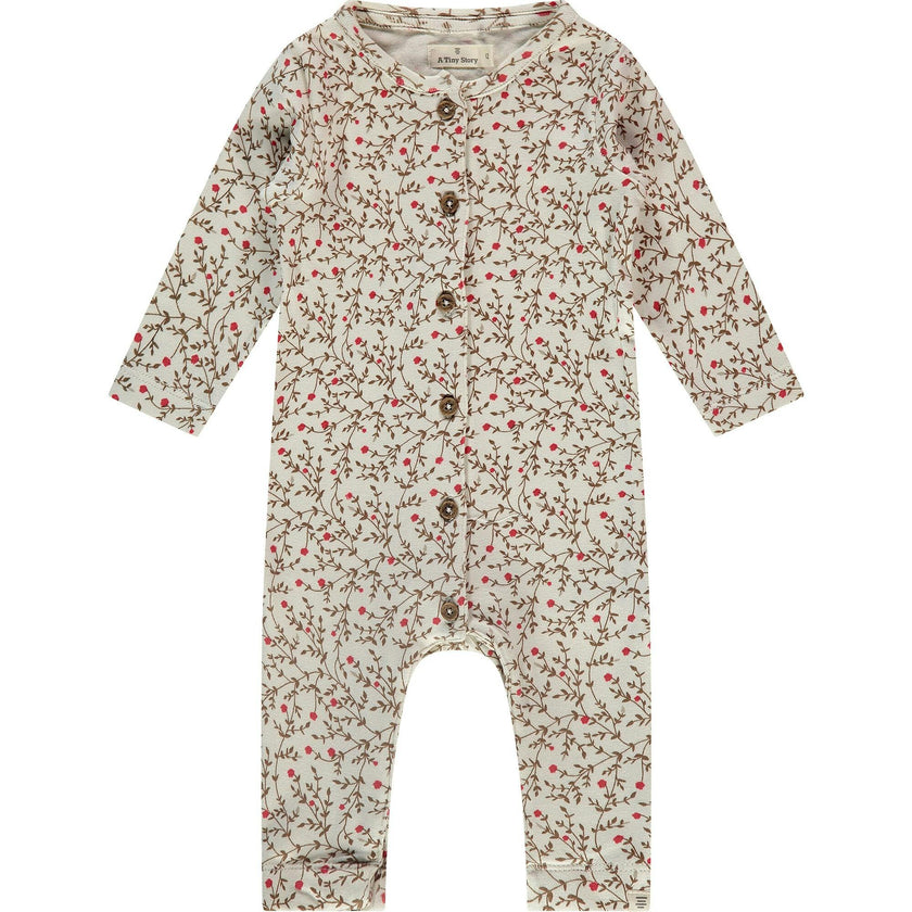 Vines Floral Print Long Sleeve Romper