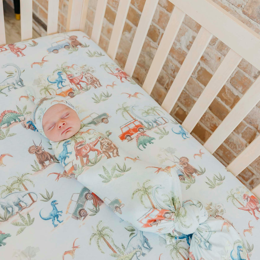 Knit Swaddle Blanket - Dino Explorer