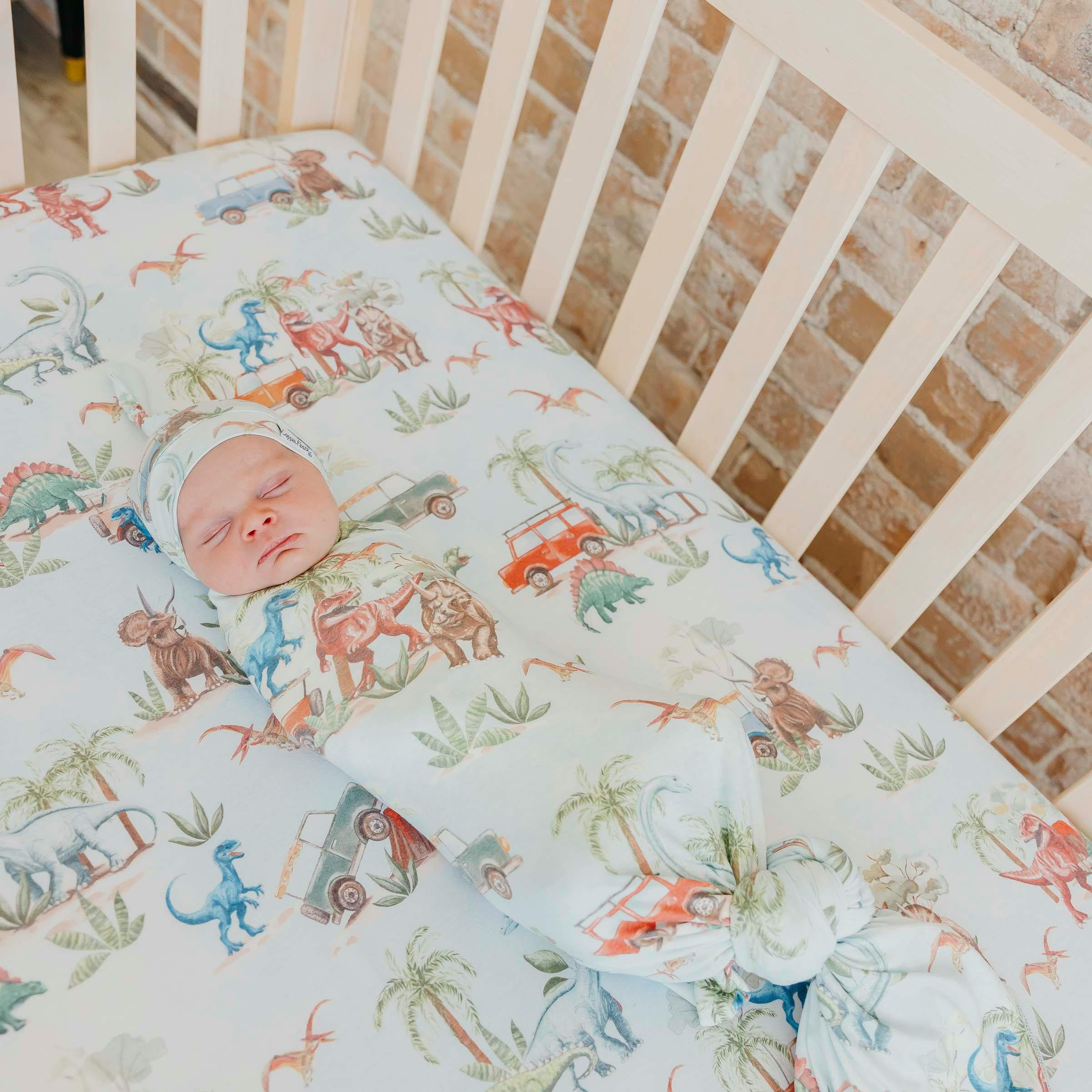 Knit Swaddle Blanket - Dino Explorer