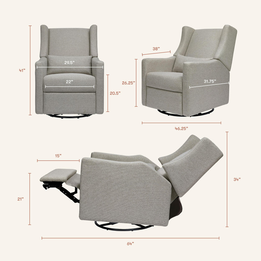 Kiwi Electronic Recliner and Swivel Glider with USB port in Performance Grey Eco-Weave