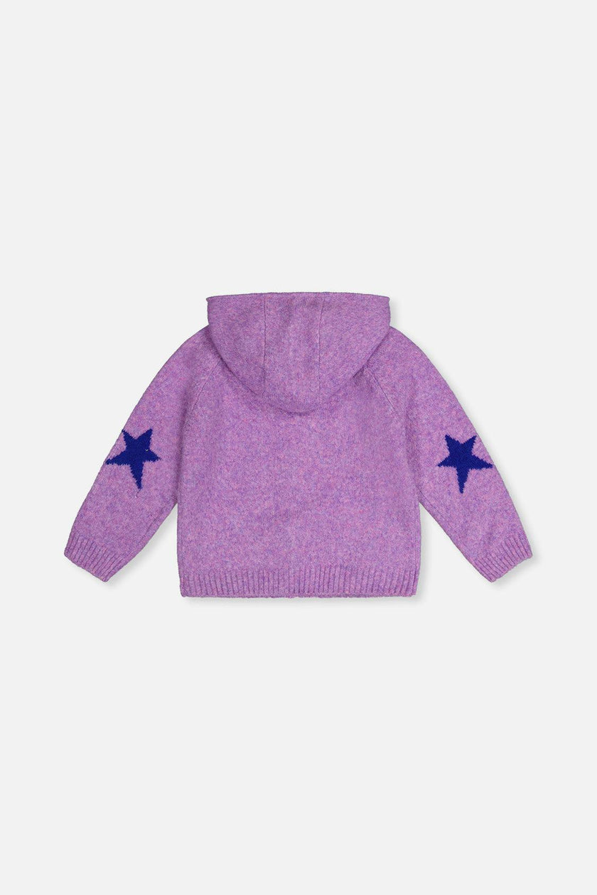 Hooded Knitted Cardigan Violet