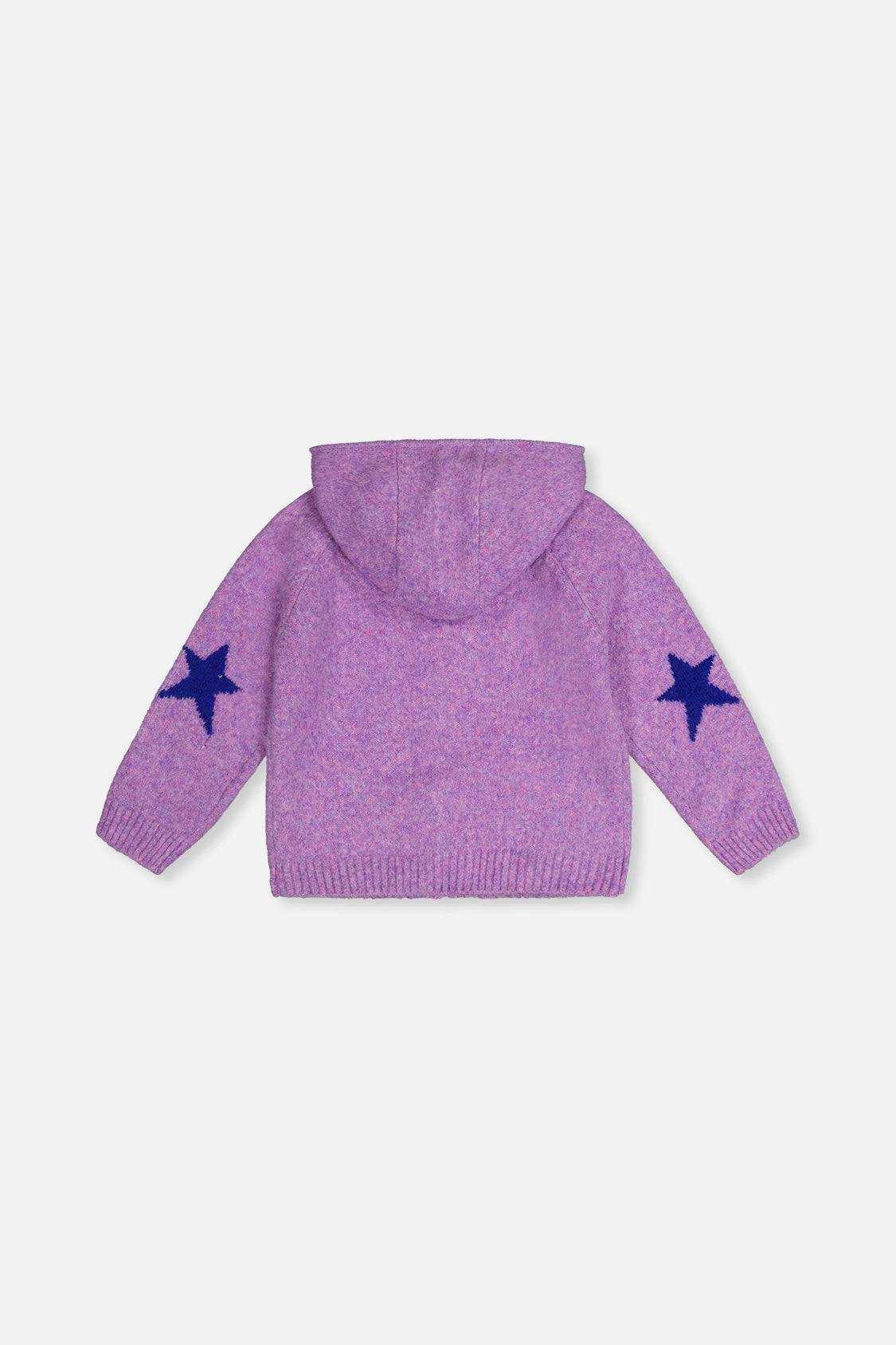 Hooded Knitted Cardigan Violet