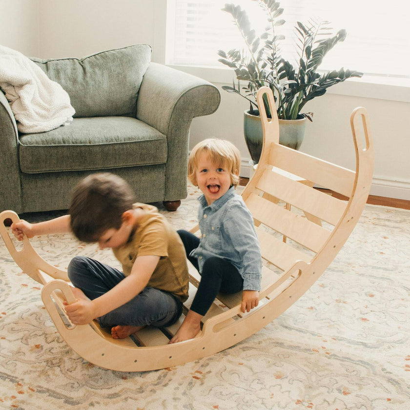 Kids Wooden XL Rocker & Climber Play Arch