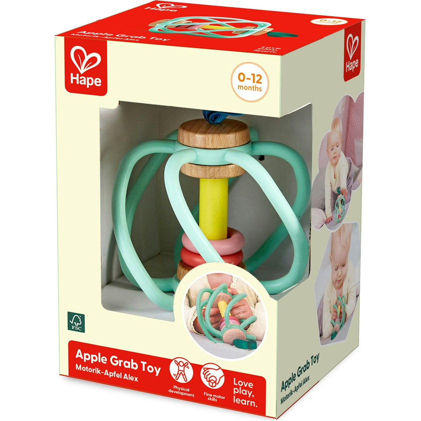Hape: Apple Grab Toy - Green-Yellow-Red - Teether Baby Toy