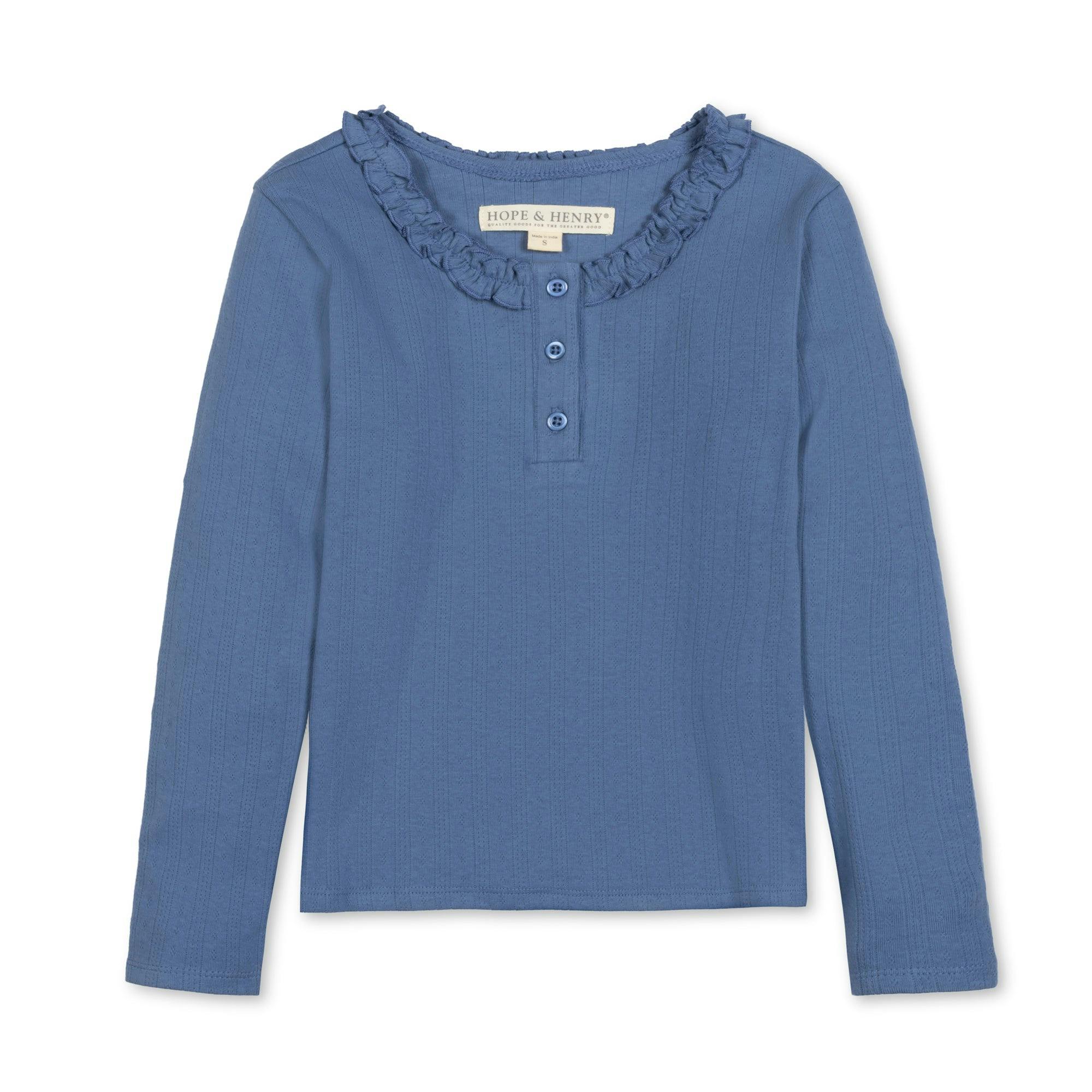 Organic Ruffle Neck Knit Top