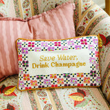 Drink Champagne Needlepoint Pillow