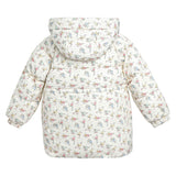 Cream Floral Bow Hooded Coat