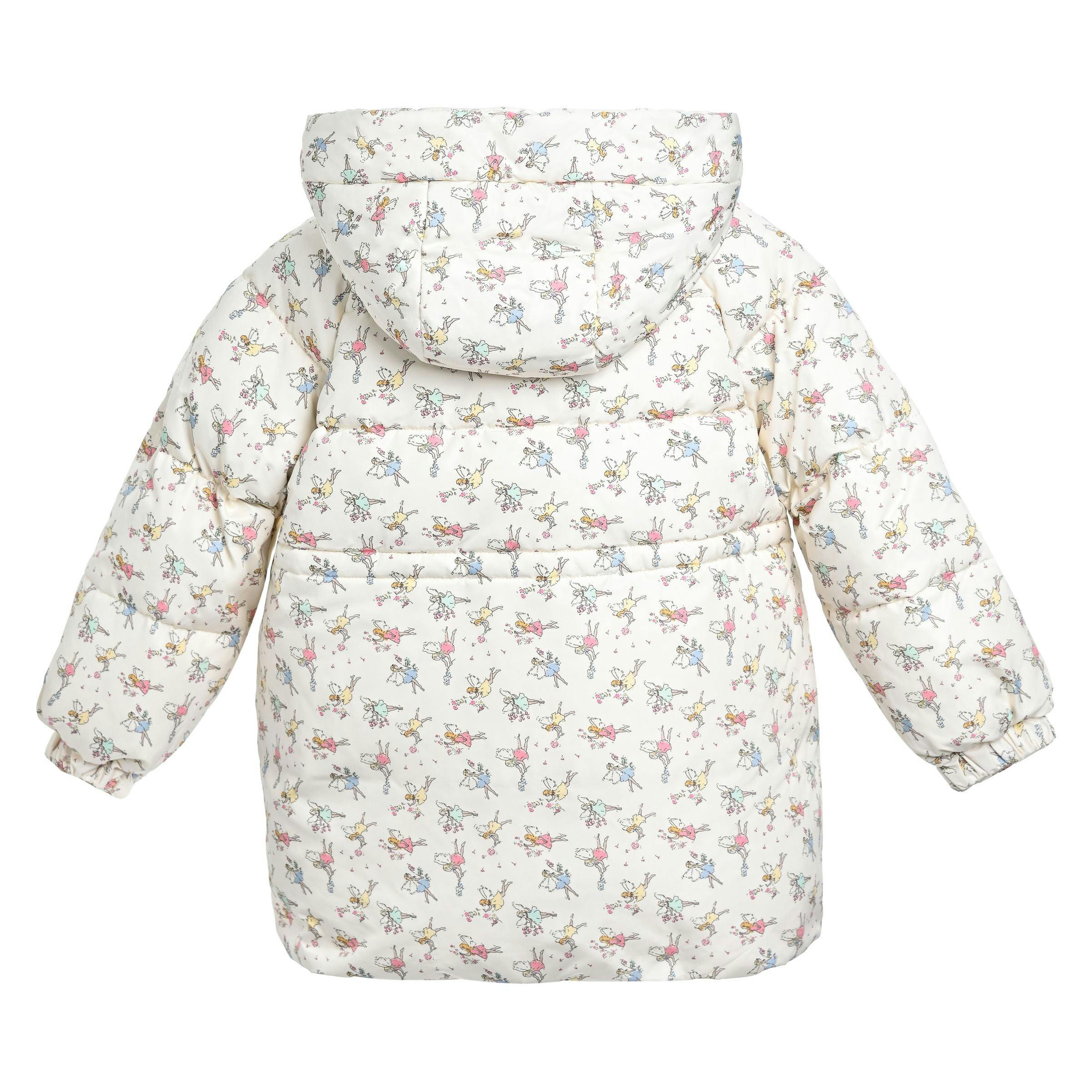 Cream Floral Bow Hooded Coat