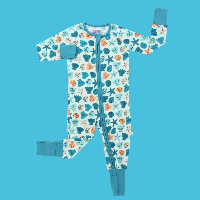 Blue Seaside Zipper Romper