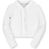 Organic Long Sleeve Scallop Detail Cardigan Sweater, White