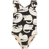 Ruffle One-Piece Swimsuit, Black