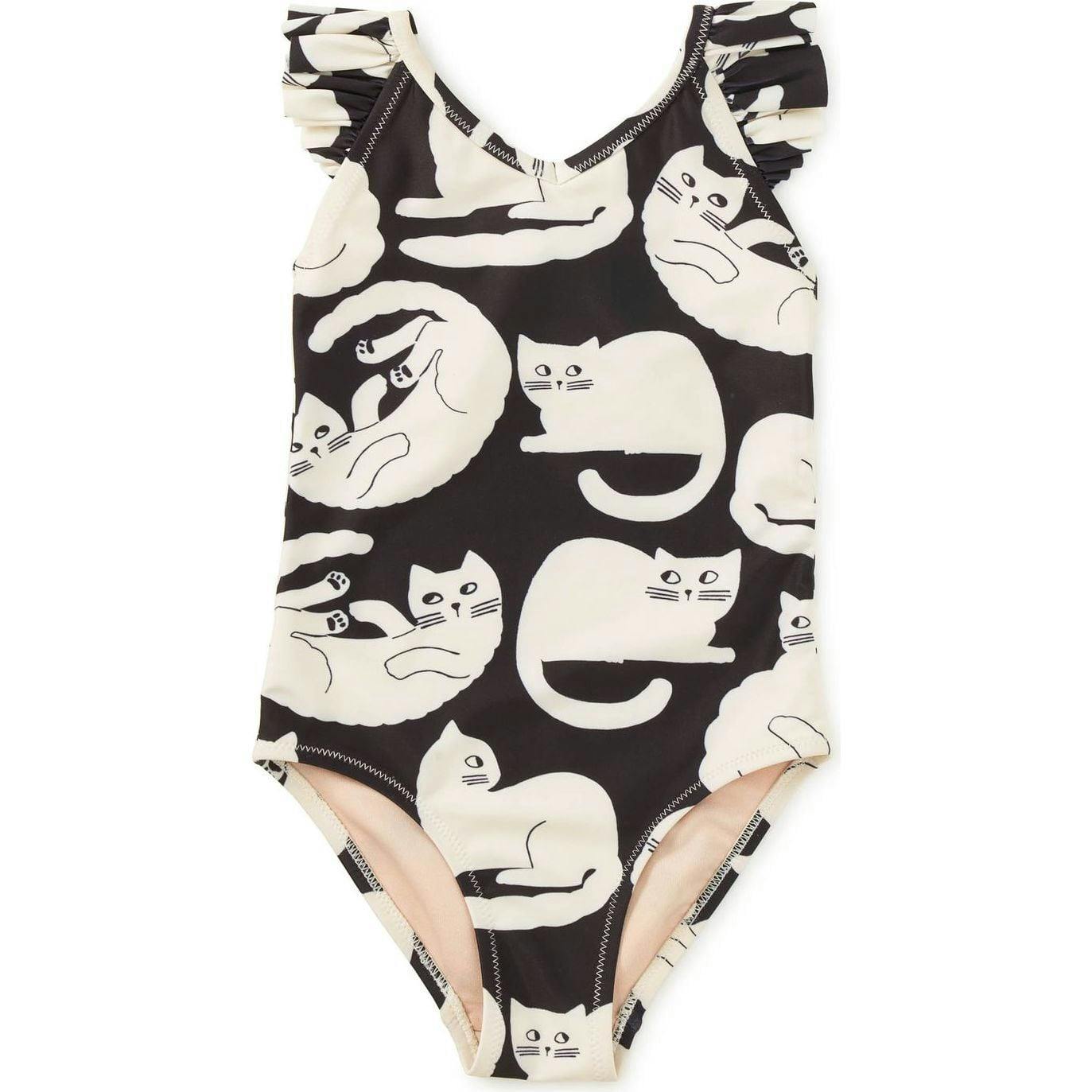 Ruffle One-Piece Swimsuit, Black