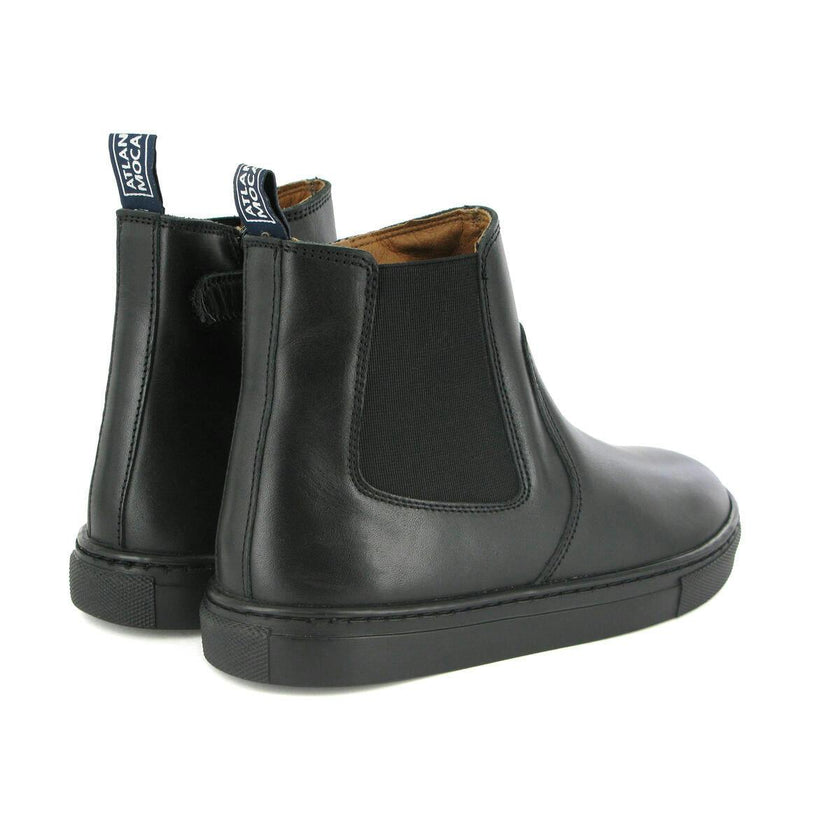 Smooth Leather Chelsea Sneaker Boots, Black