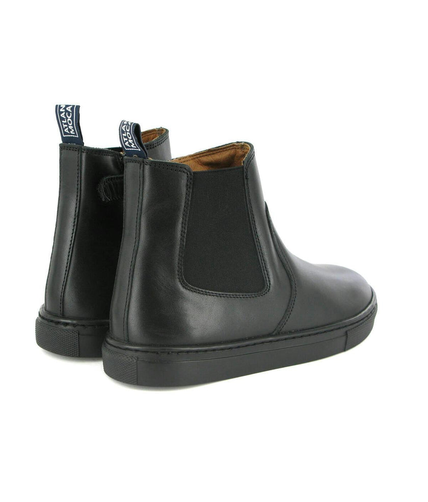 Smooth Leather Chelsea Sneaker Boots, Black