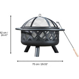 30" Outdoor Round Wood Burning Fire Pit with Steel Base
