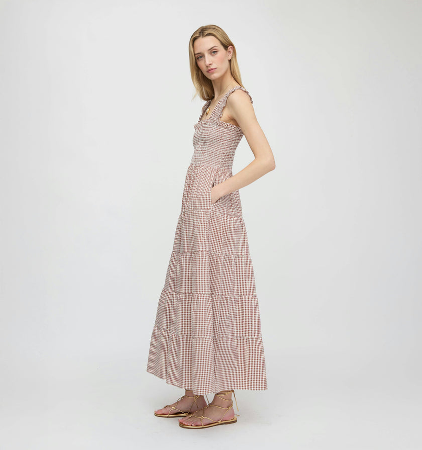 The Goldie Nap Dress - Cognac Gingham