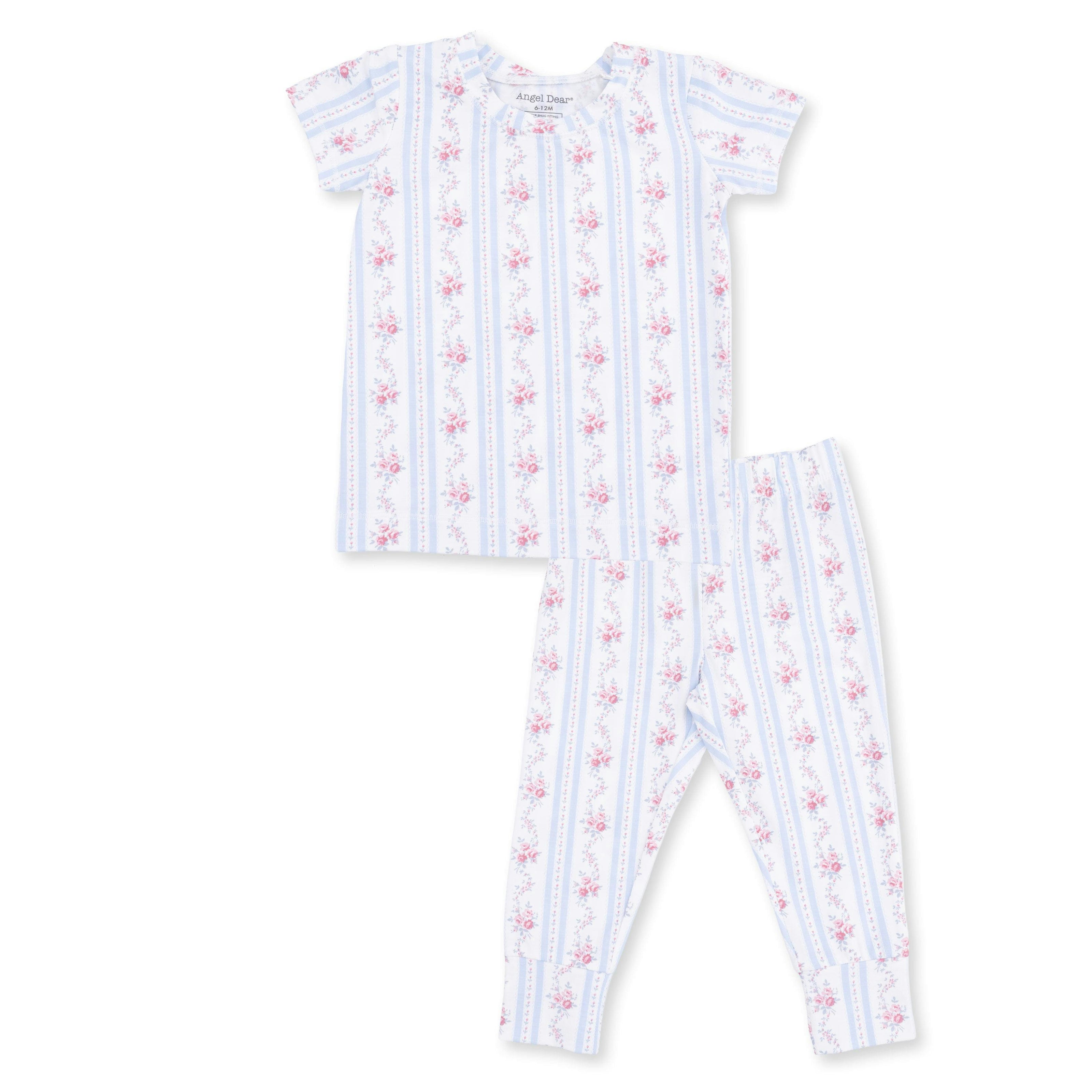Anna Floral Stripe - Short Sleeve Loungewear Set
