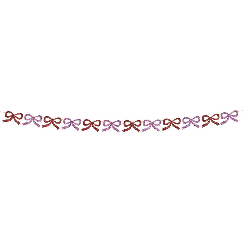Red & Pink Glitter Bow Garland