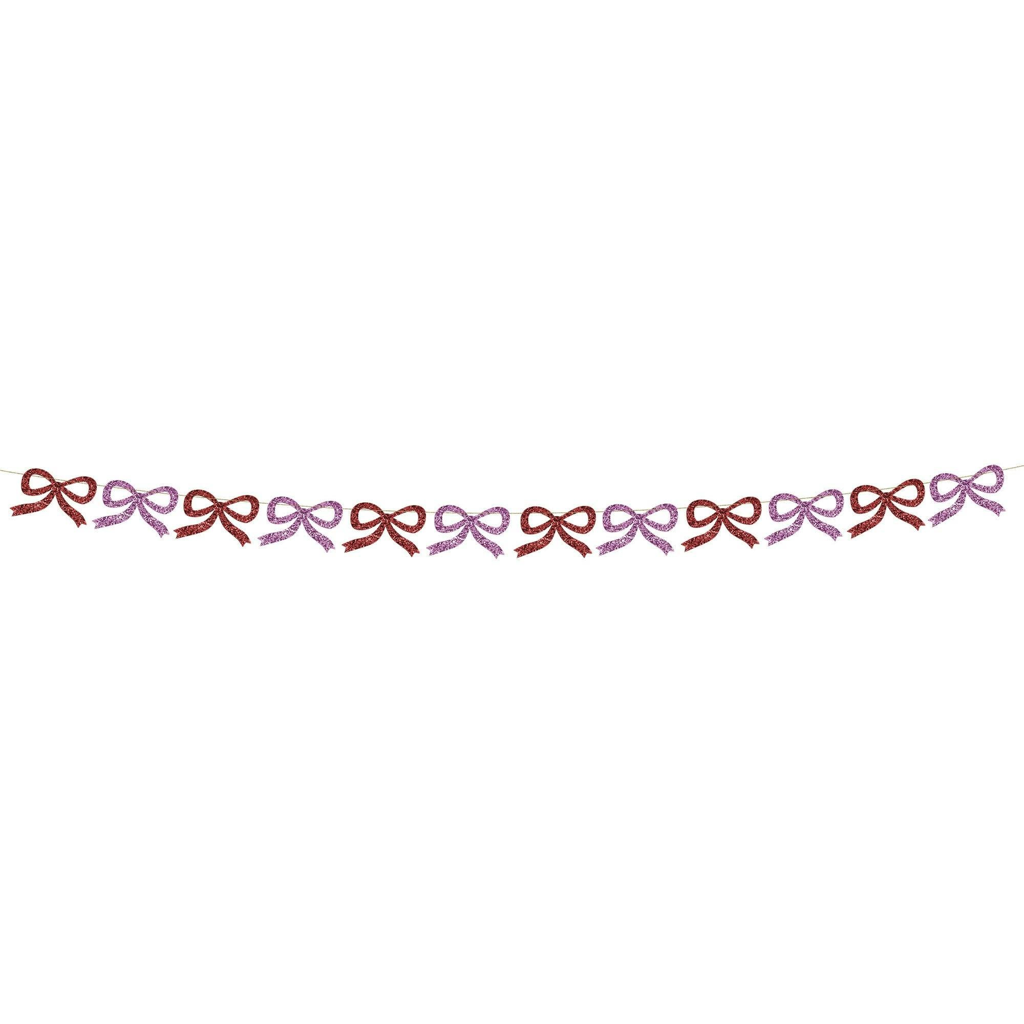 Red & Pink Glitter Bow Garland