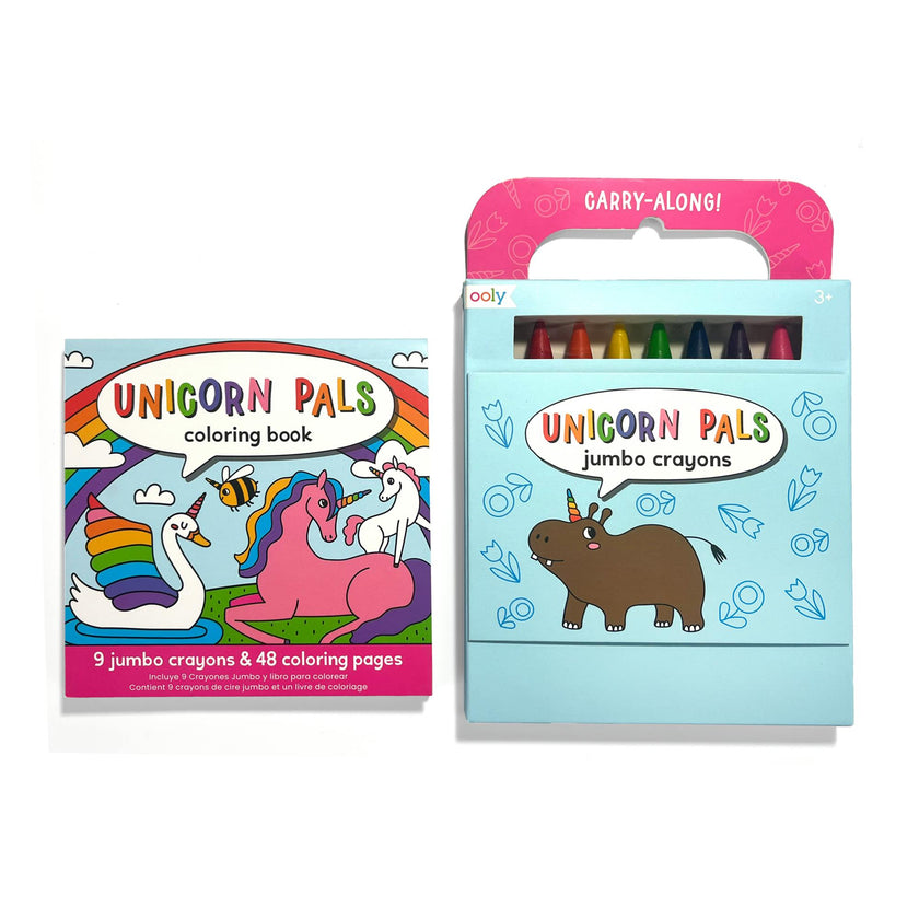 Carry Along! Coloring Book and Crayon Set - Unicorn Pals - Set of 9 Crayons