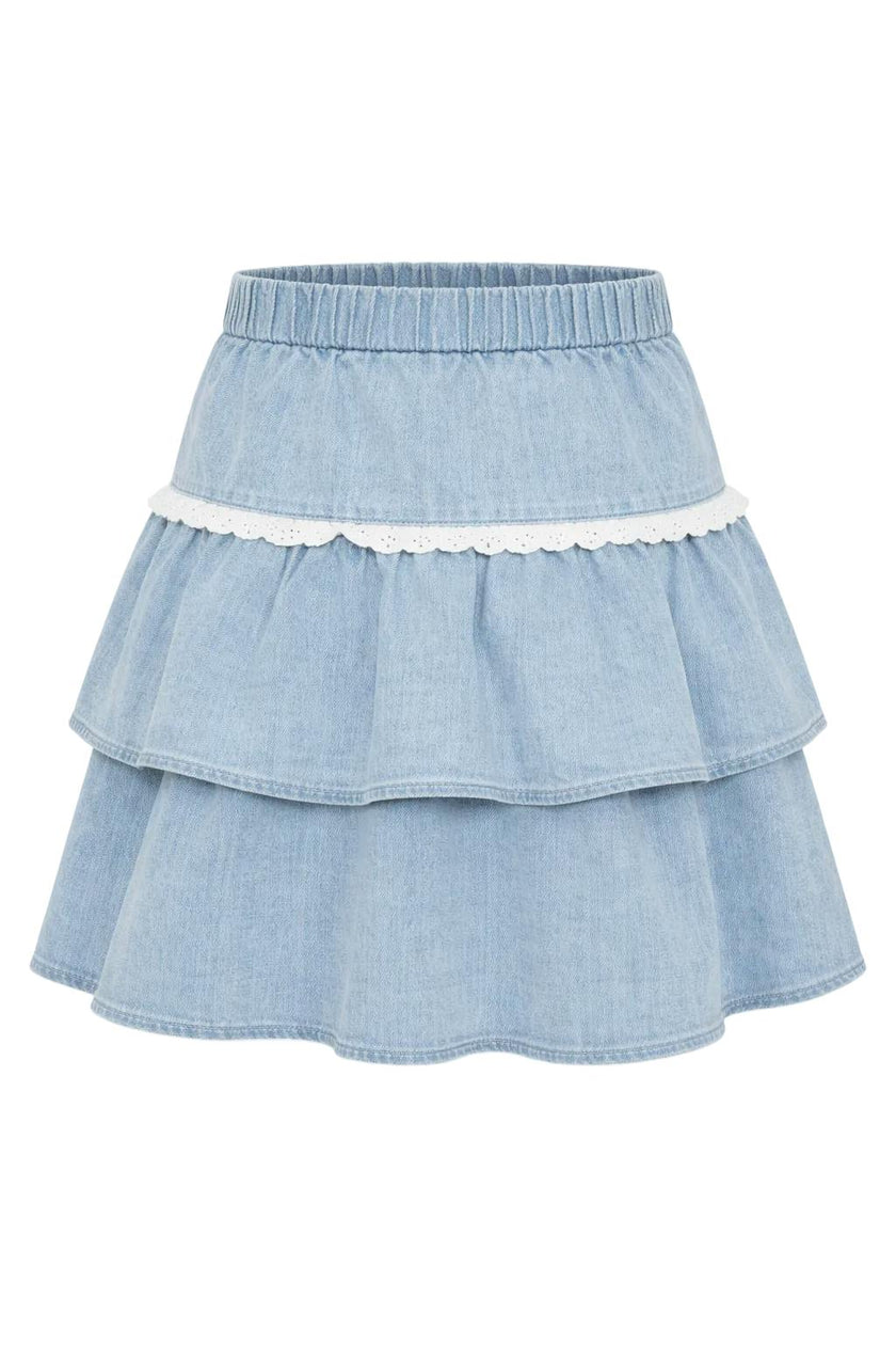 Denim Cotton Tiered Skirt