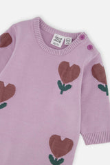 Knitted Intarsia Romper Lilac