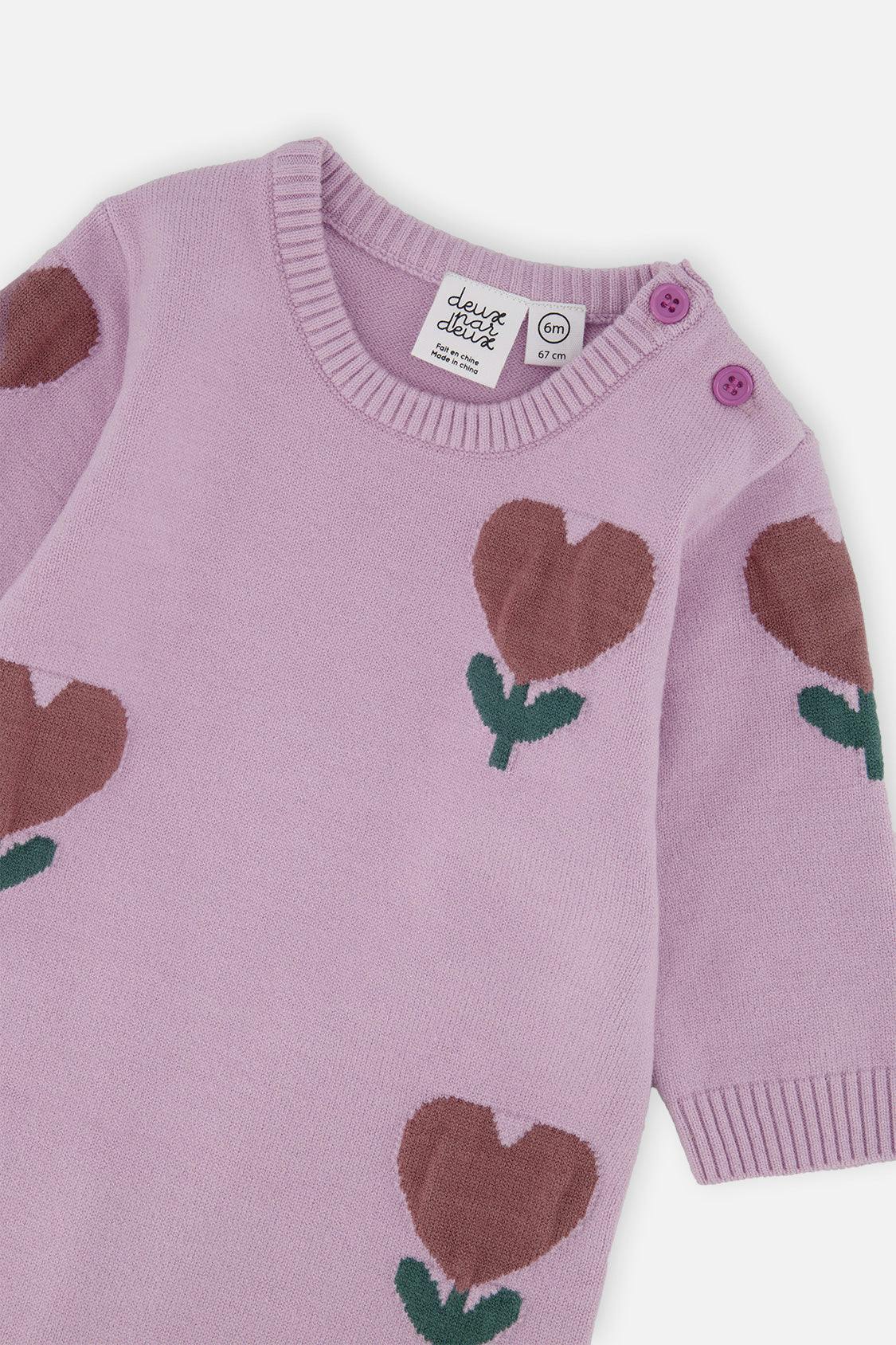 Knitted Intarsia Romper Lilac