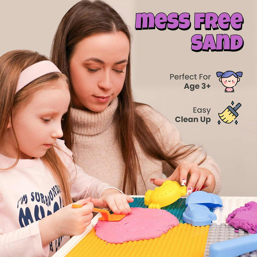 Sleepah Play Sand Sensory Sand Set for Boys & Girls Age 3-8 No Mess Never Dries Out Toy Perfect for Shaping Squeezing Scooping Rolling Molding  36p Set 5 Colors