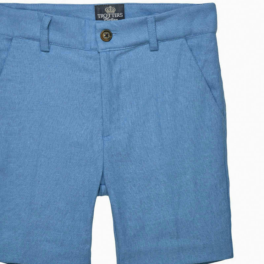 Theo Tailored Shorts in Blue Linen