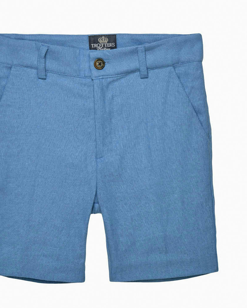 Theo Tailored Shorts in Blue Linen