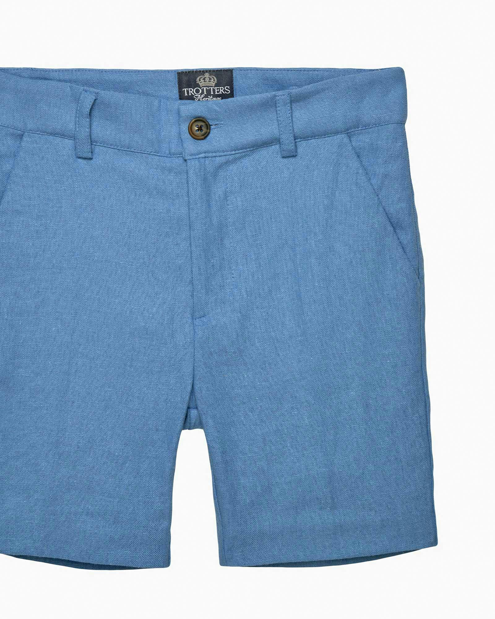 Theo Tailored Shorts in Blue Linen