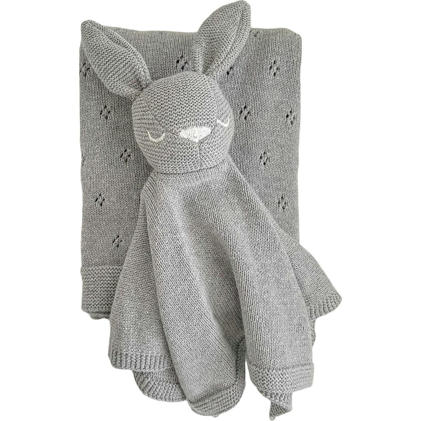 Pique Blanket and Bunny Lovey Gift Set - Cream