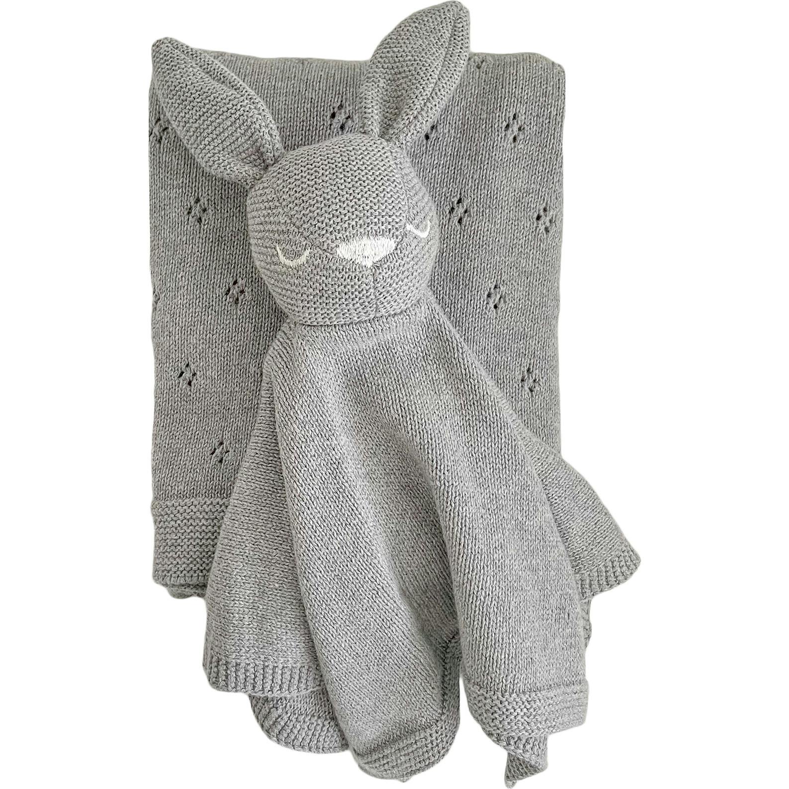 Pique Blanket & Bunny Lovey Gift Set, Cream | Organic Cotton