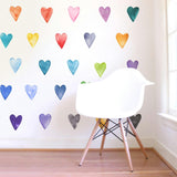 Watercolor Hearts • Rainbow • Large • Peel-and-Stick Wall Decals