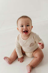 Baby Boy Long Sleeve Bodysuit in Lil Bro in Cream