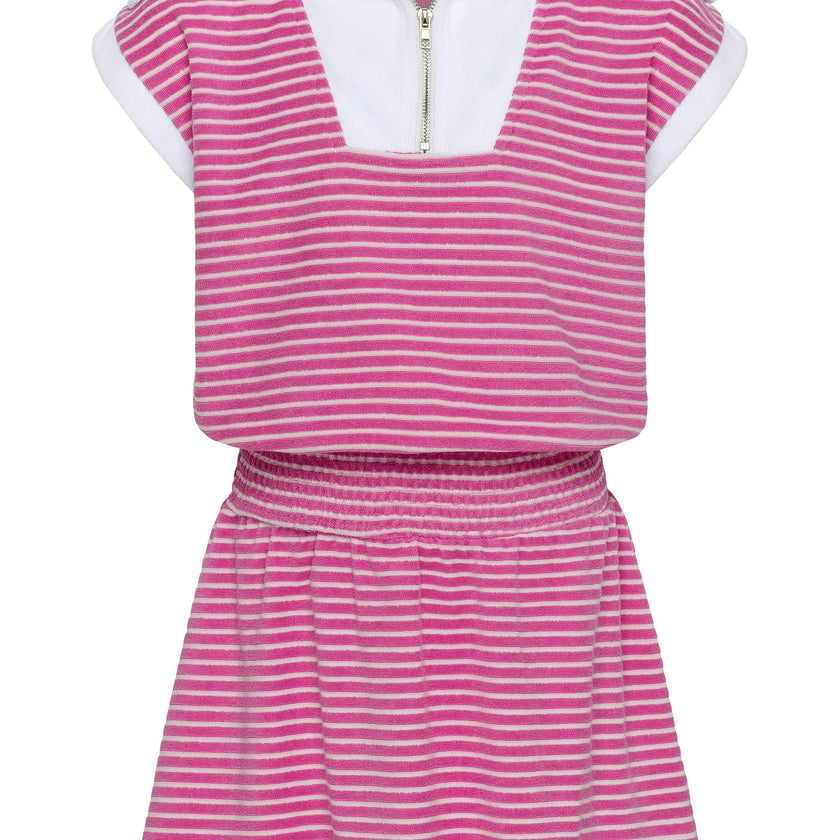 Wynne Dress Pink/White French Terry