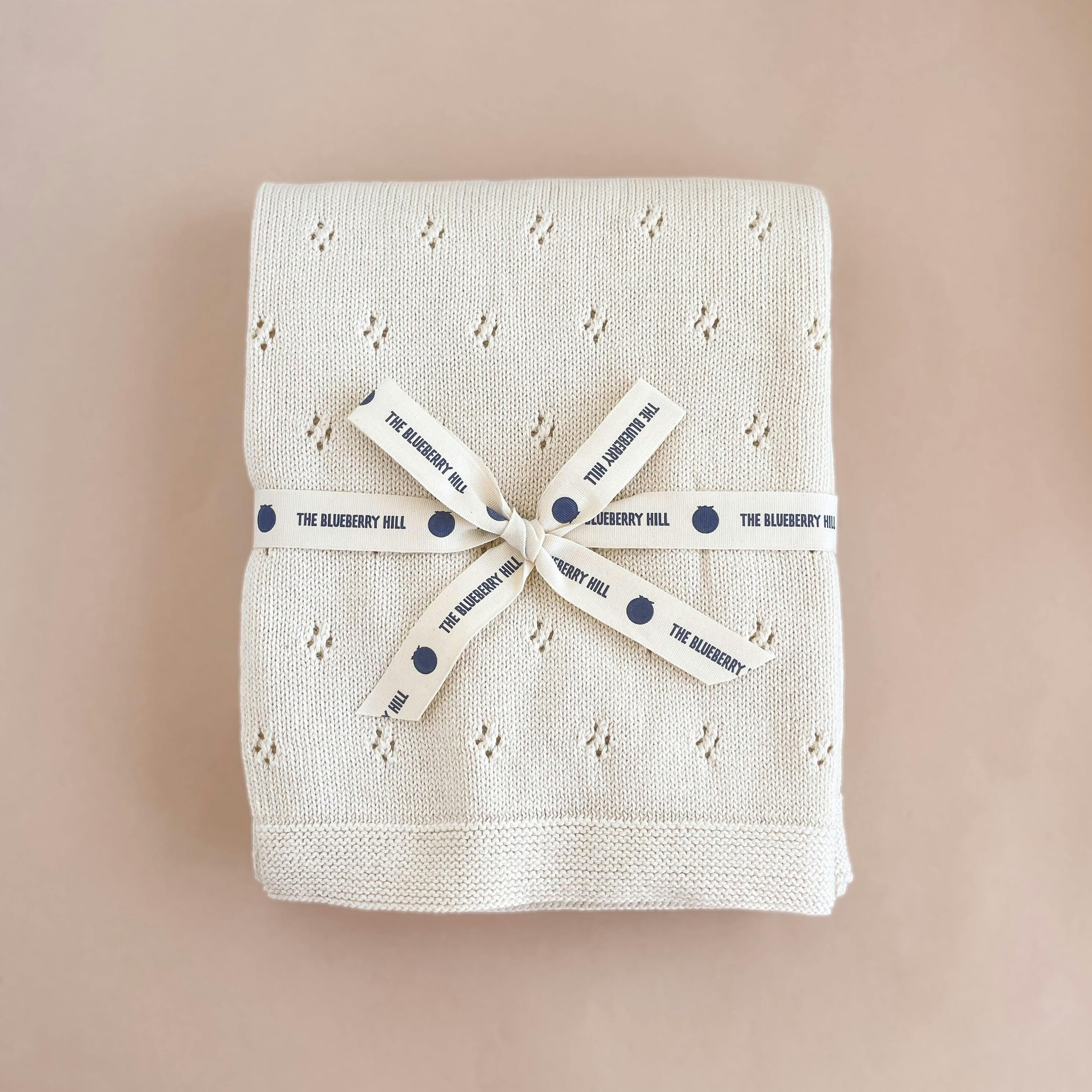 Pique Blanket and Bear Lovey Gift Set - Cream