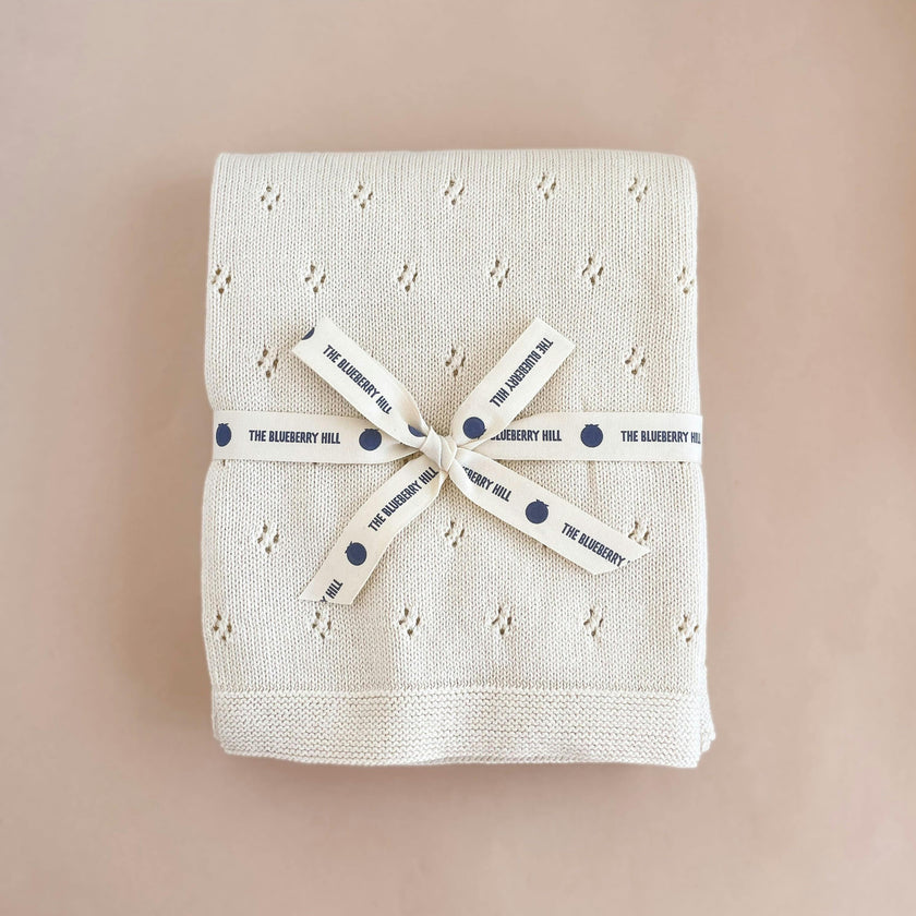 Pique Blanket and Bear Lovey Gift Set - Cream