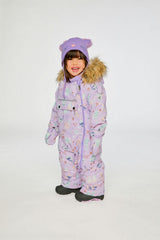Baby One Piece Snowsuit Adapted For Car Seats Purple Cat Print