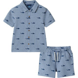 Boys Short Sleeve Cabana Set | Navy Stripe Shark