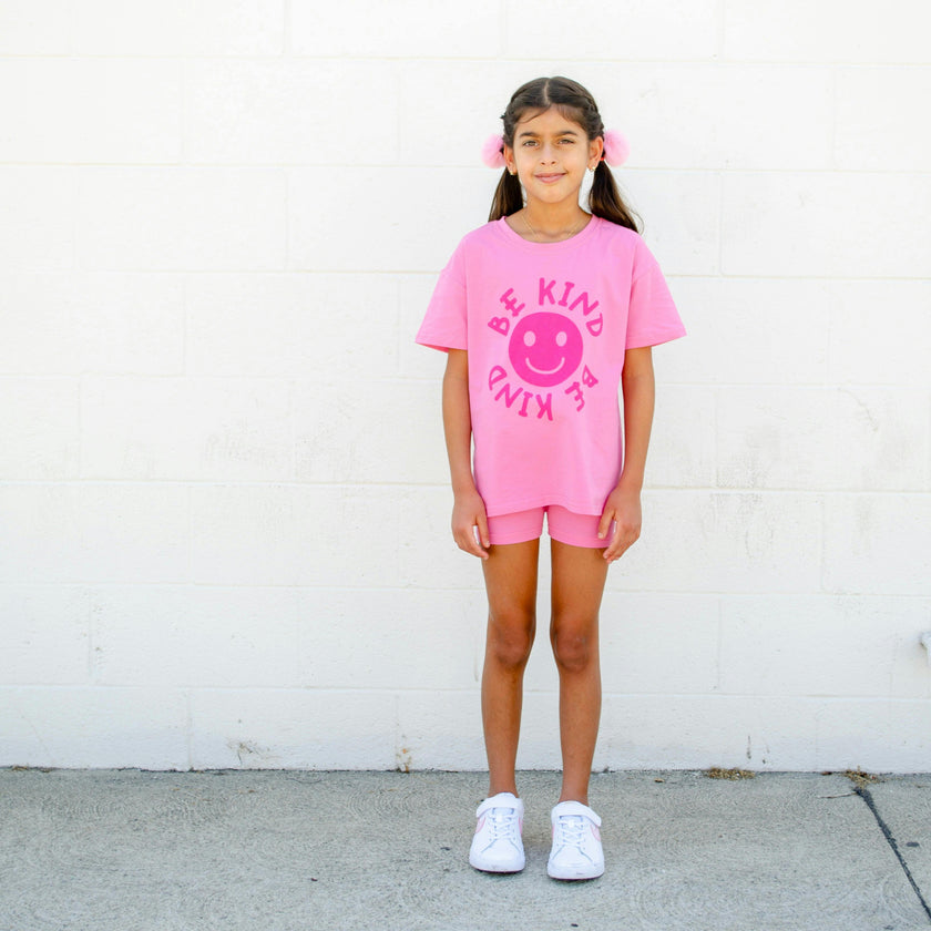 Happy Face "BE HAPPY" Message T-Shirt and Short Set Kids