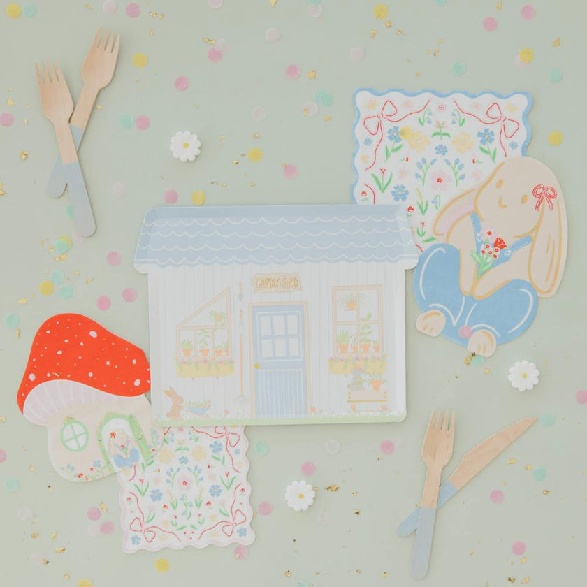 Bunnies In The Garden Pink Floral Petite Napkins