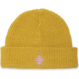 Organic Waffle Knit Beanie in Brass Yellow