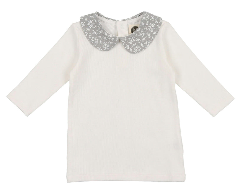 Textured Floral Peter Pan Collar Long Sleeve Shirt