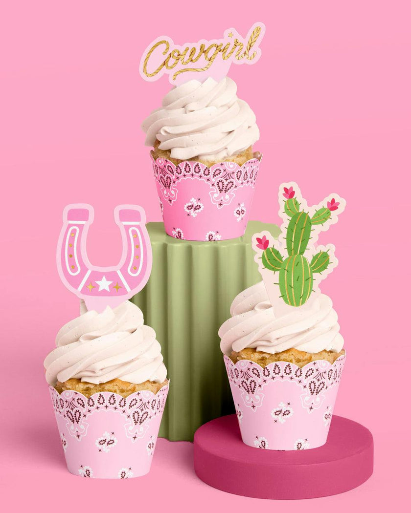 Cowgirl Cupcake Toppers - 24 toppers + sleeves