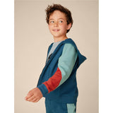 Colorblock Long Sleeve Kangaroo Pocket Hoodie, Blue