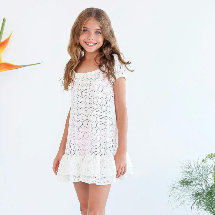 Girl's Eyelet Dress - White