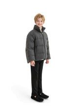 Black Puffer Jacket with High Collar